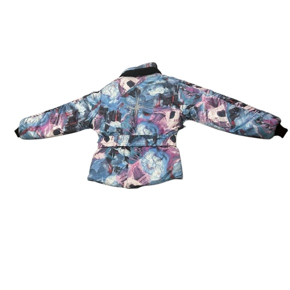 Vintage Polaris Snowmobile Puffer Jacket Thermoloft Belted Abstract Print size M - Picture 11 of 15